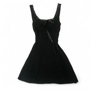 Black Mini Babydoll Dress with Bow